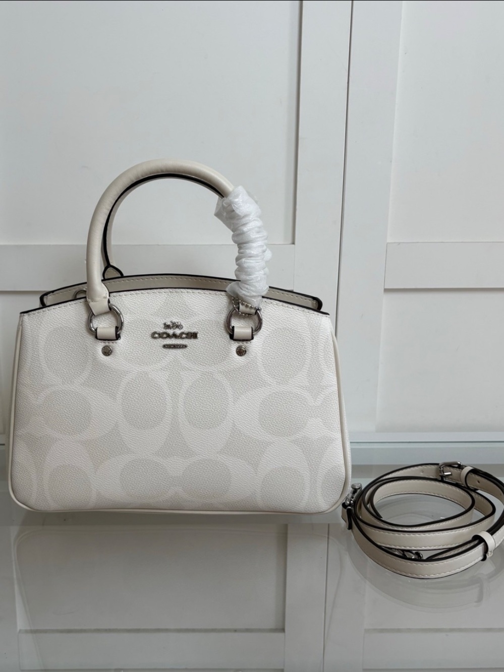 Coach Savannah Carryall Leather Bag White